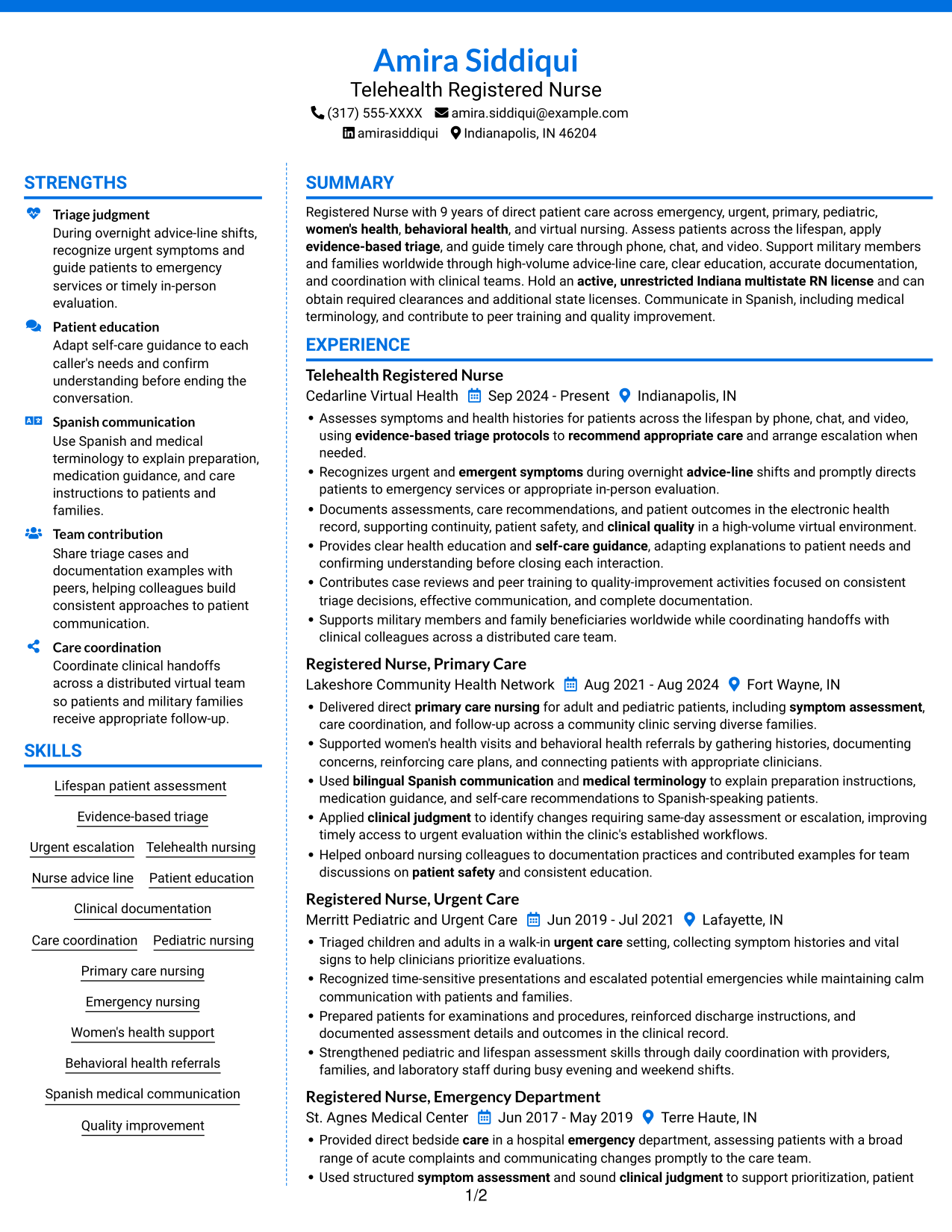 Resume example — page 1