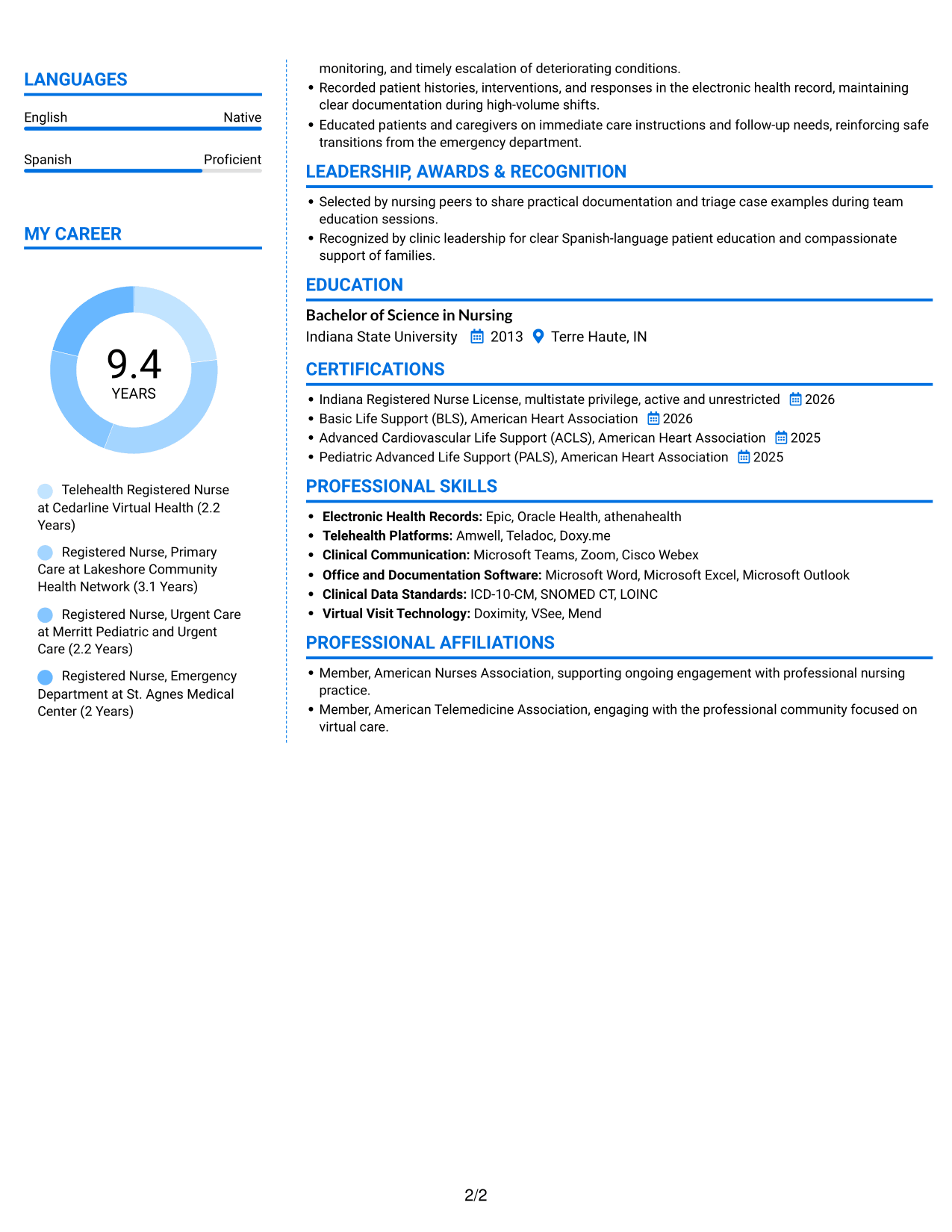 Resume example — page 2