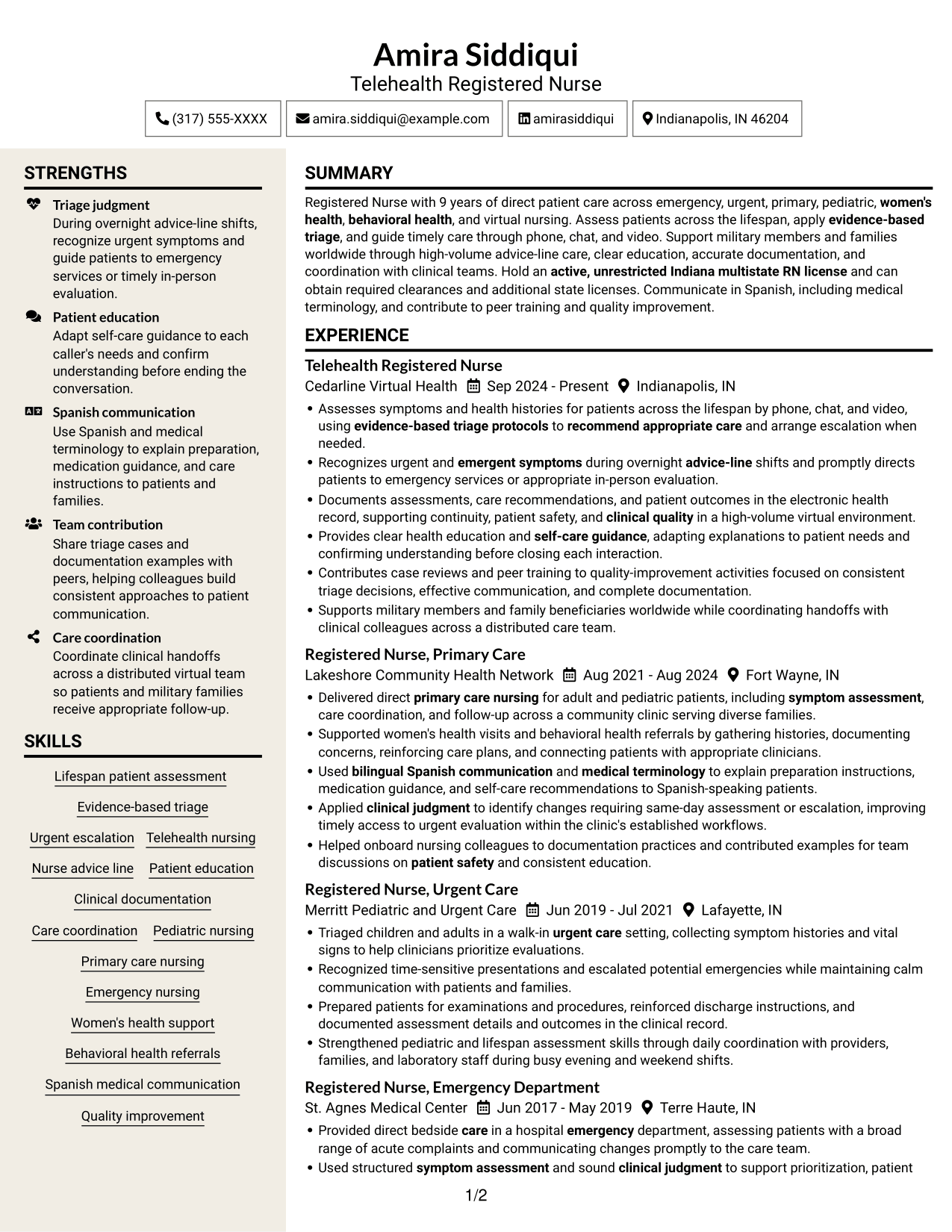 Resume example — page 1