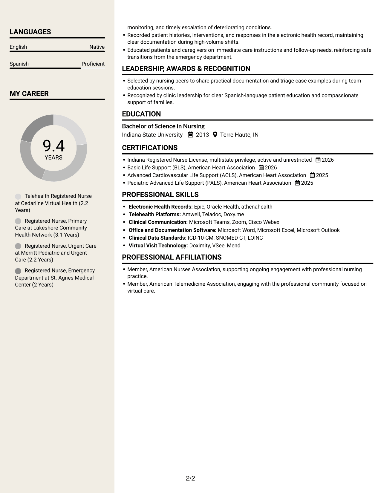 Resume example — page 2