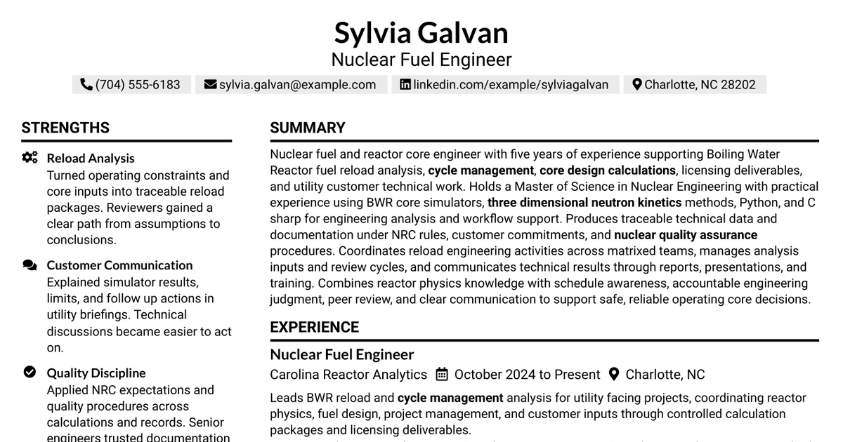 7 Reload and Core Management Engineer Resume Templates with Example