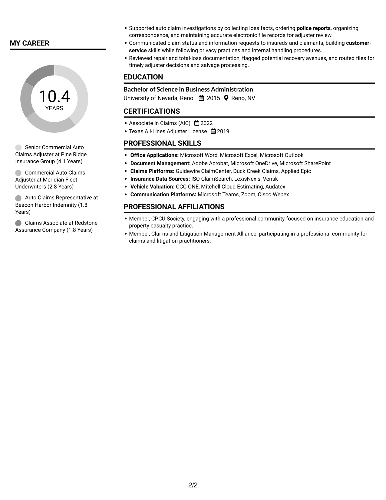 Resume example — page 2