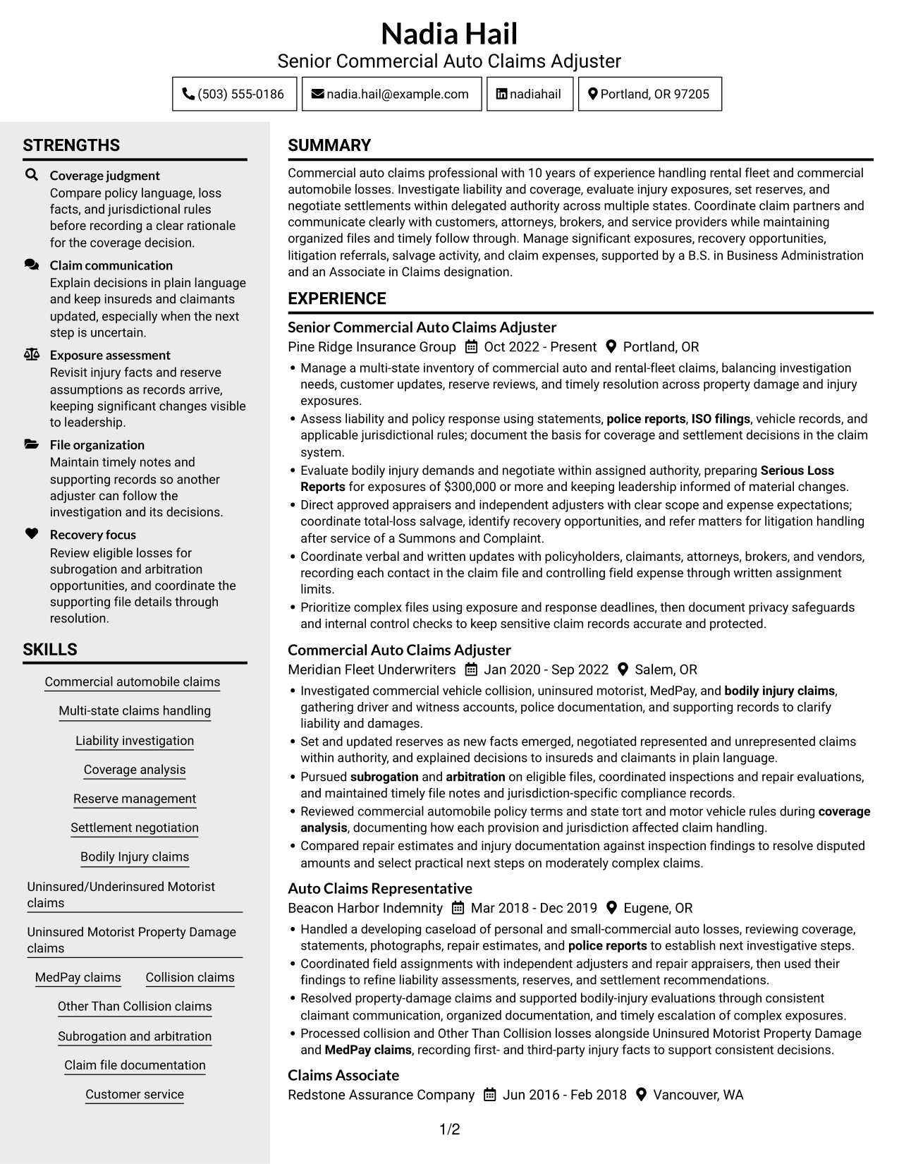 Resume example — page 1