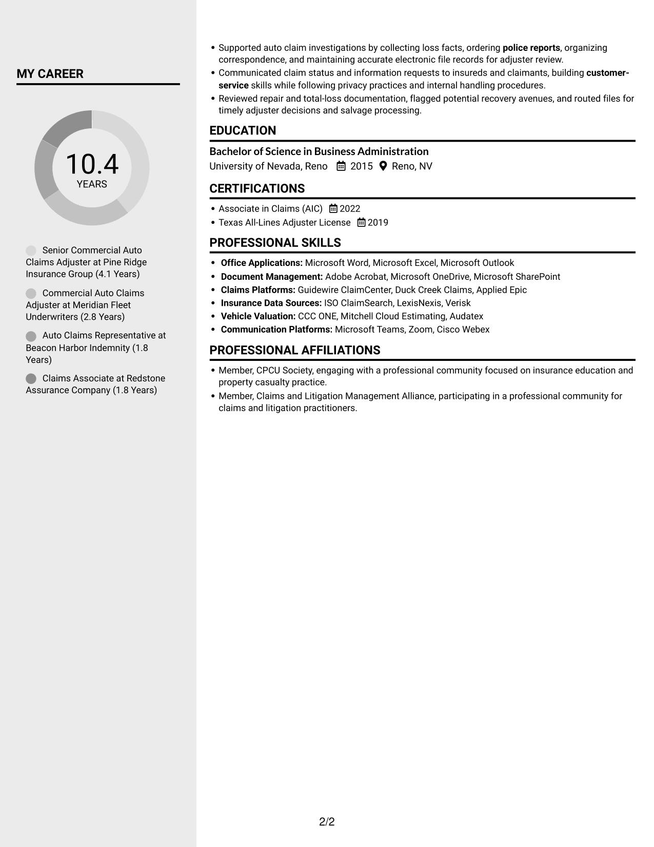 Resume example — page 2