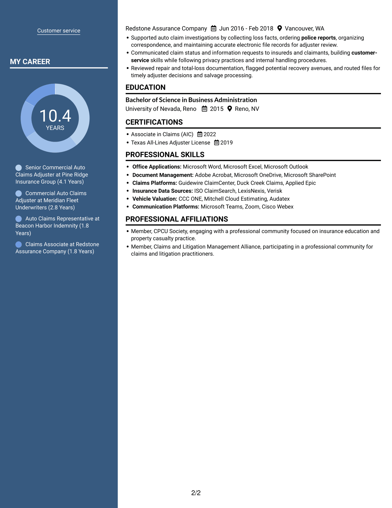 Resume example — page 2