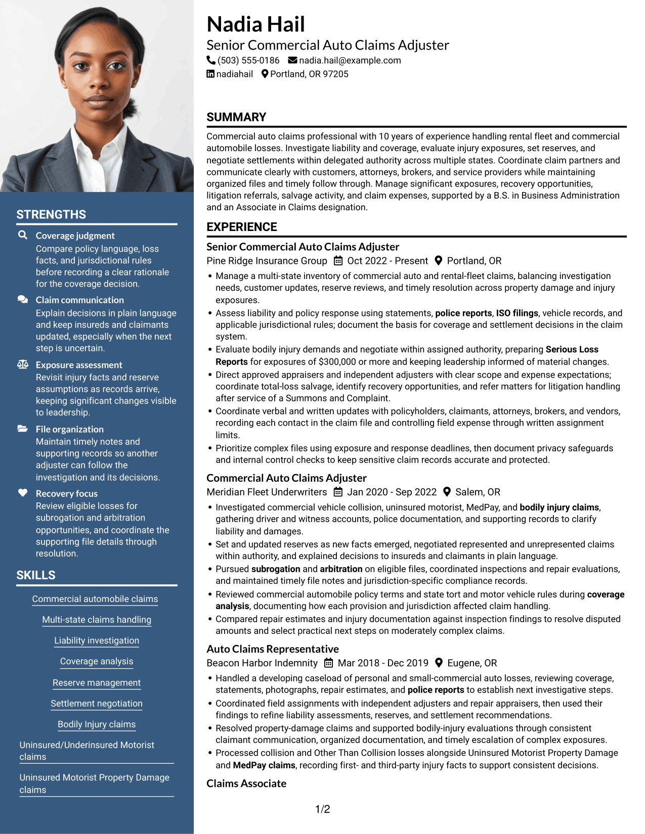 Resume example — page 1