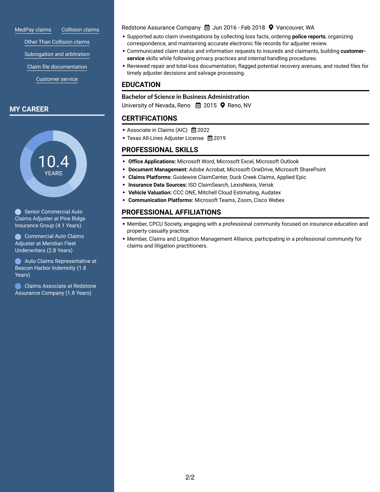 Resume example — page 2