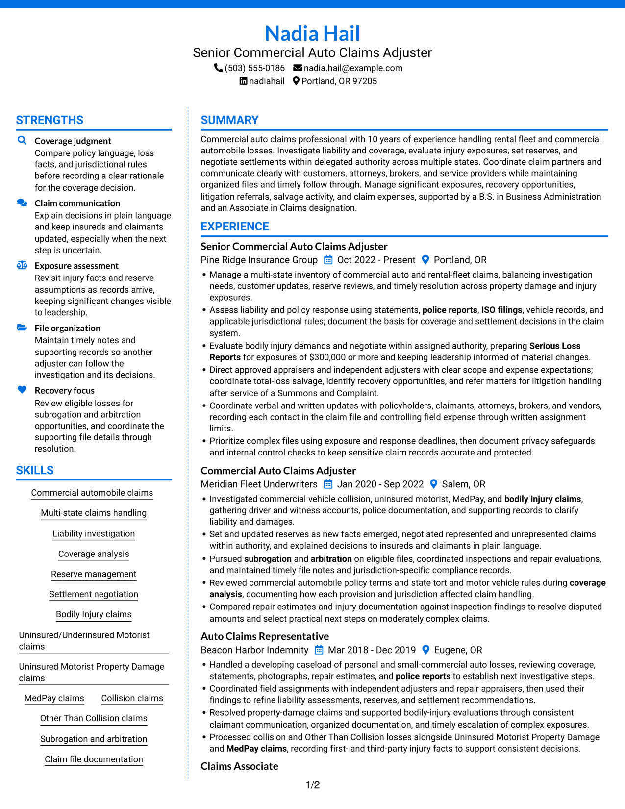 Resume example — page 1