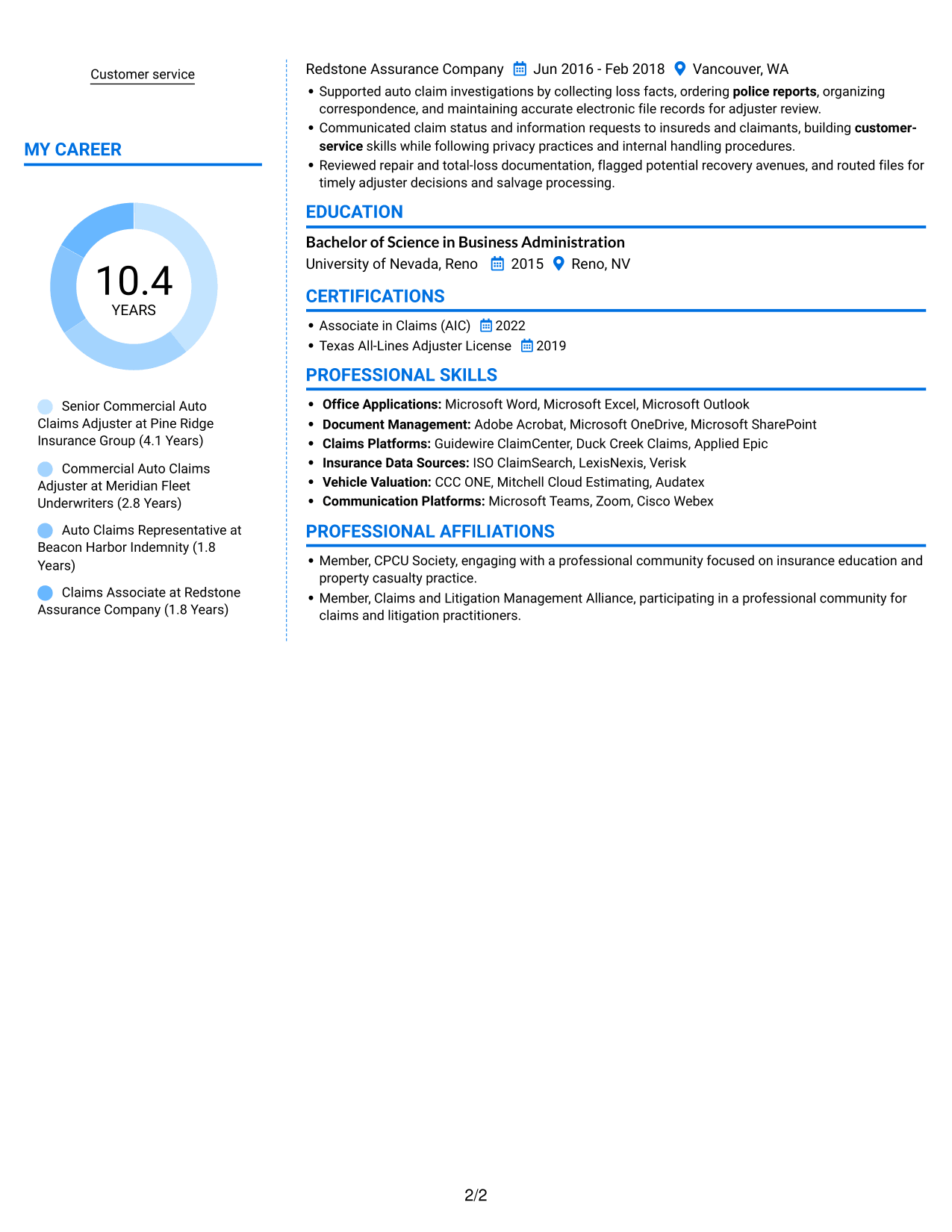 Resume example — page 2