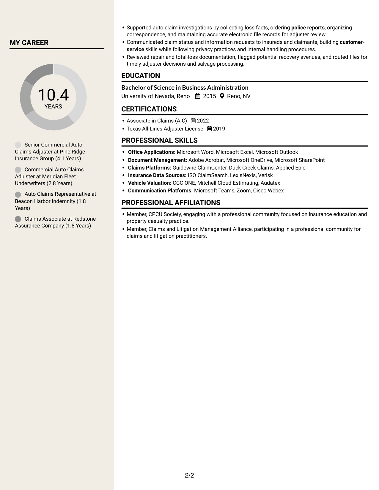 Resume example — page 2