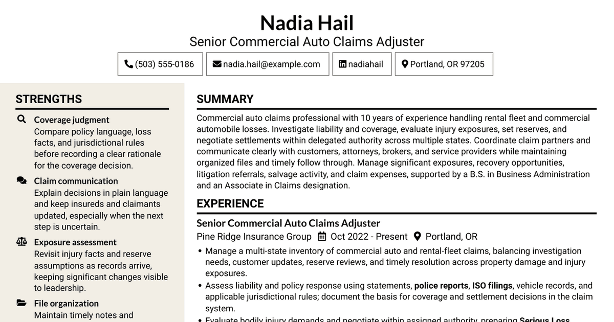 7 Rental Car Claims Specialist II Resume Templates with Example