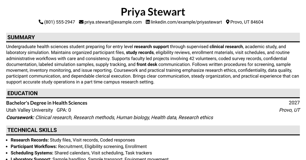 7 Research Assistant Resume Templates with Example