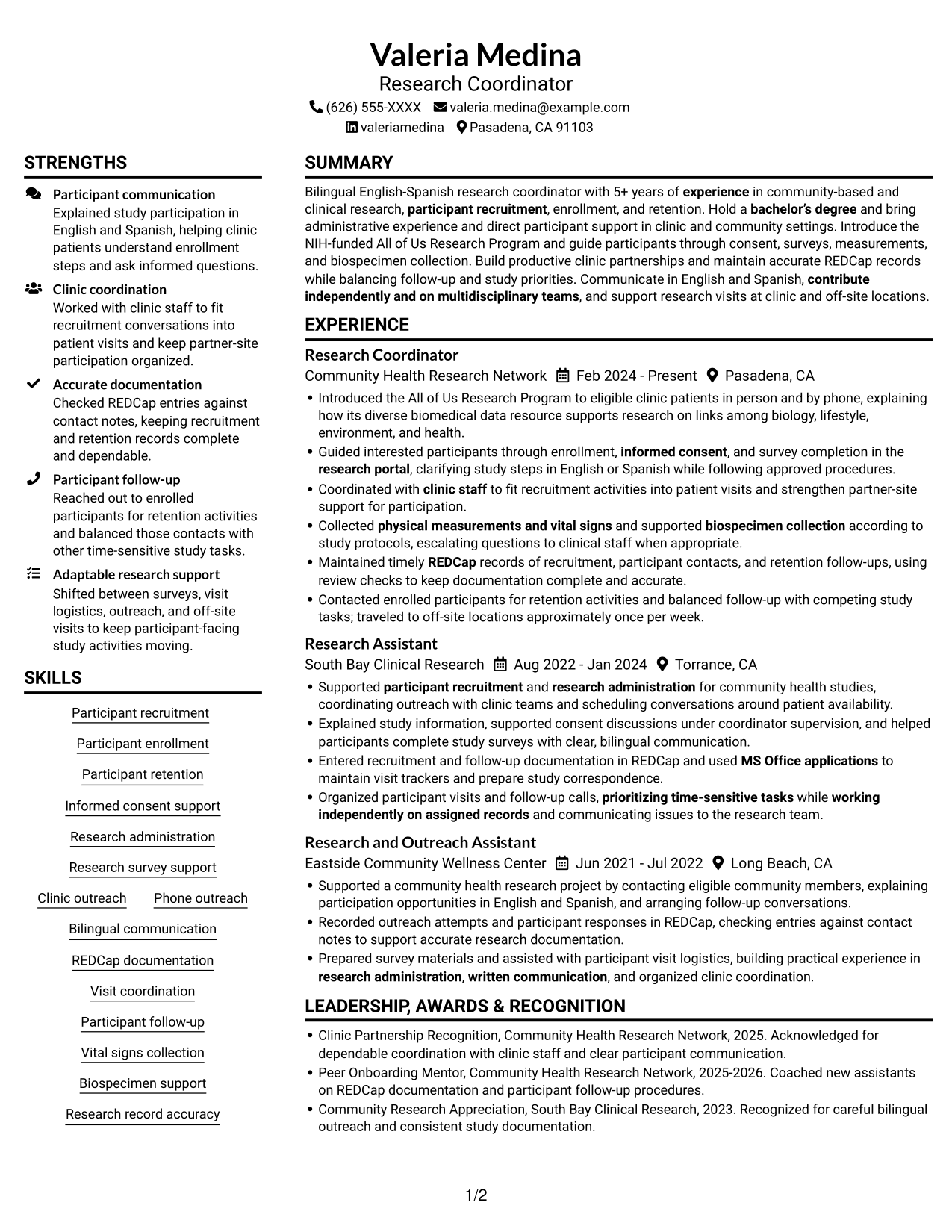 Resume example — page 1