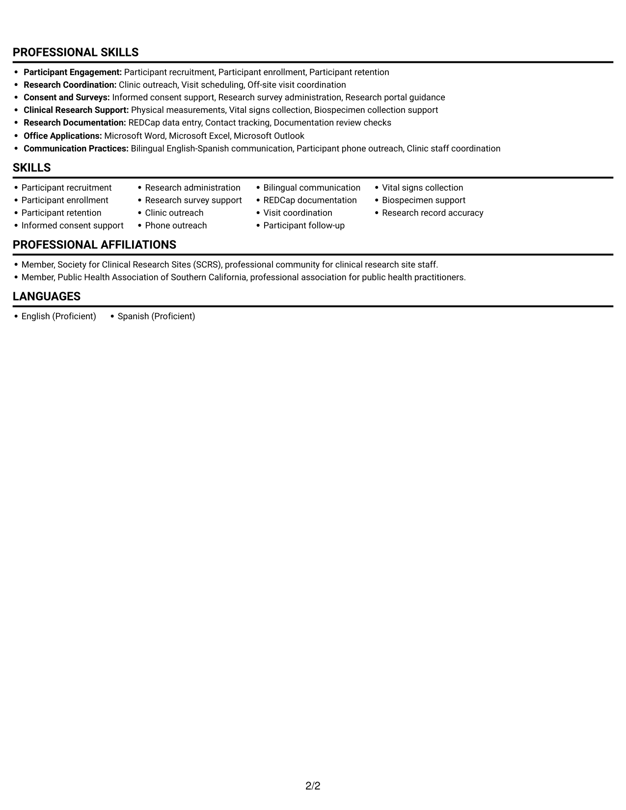 Resume example — page 2