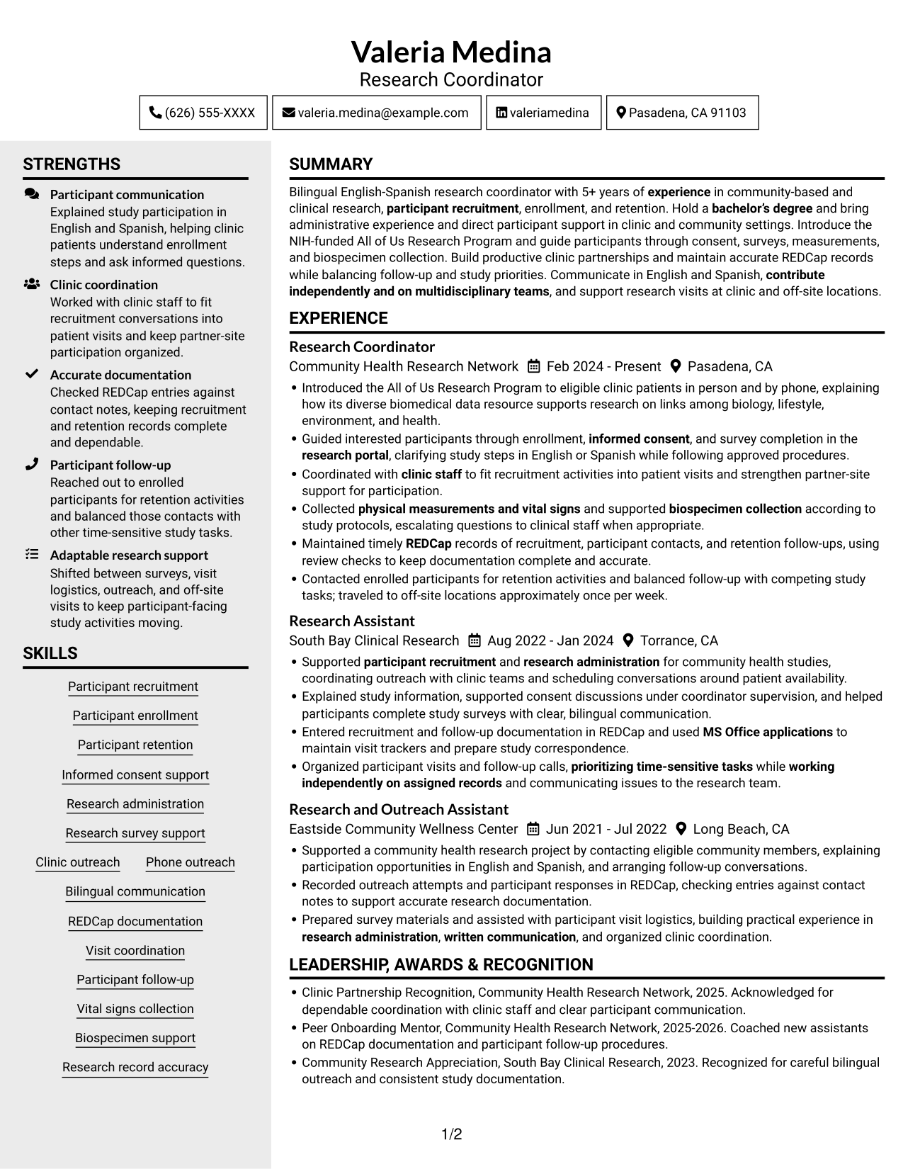 Resume example — page 1