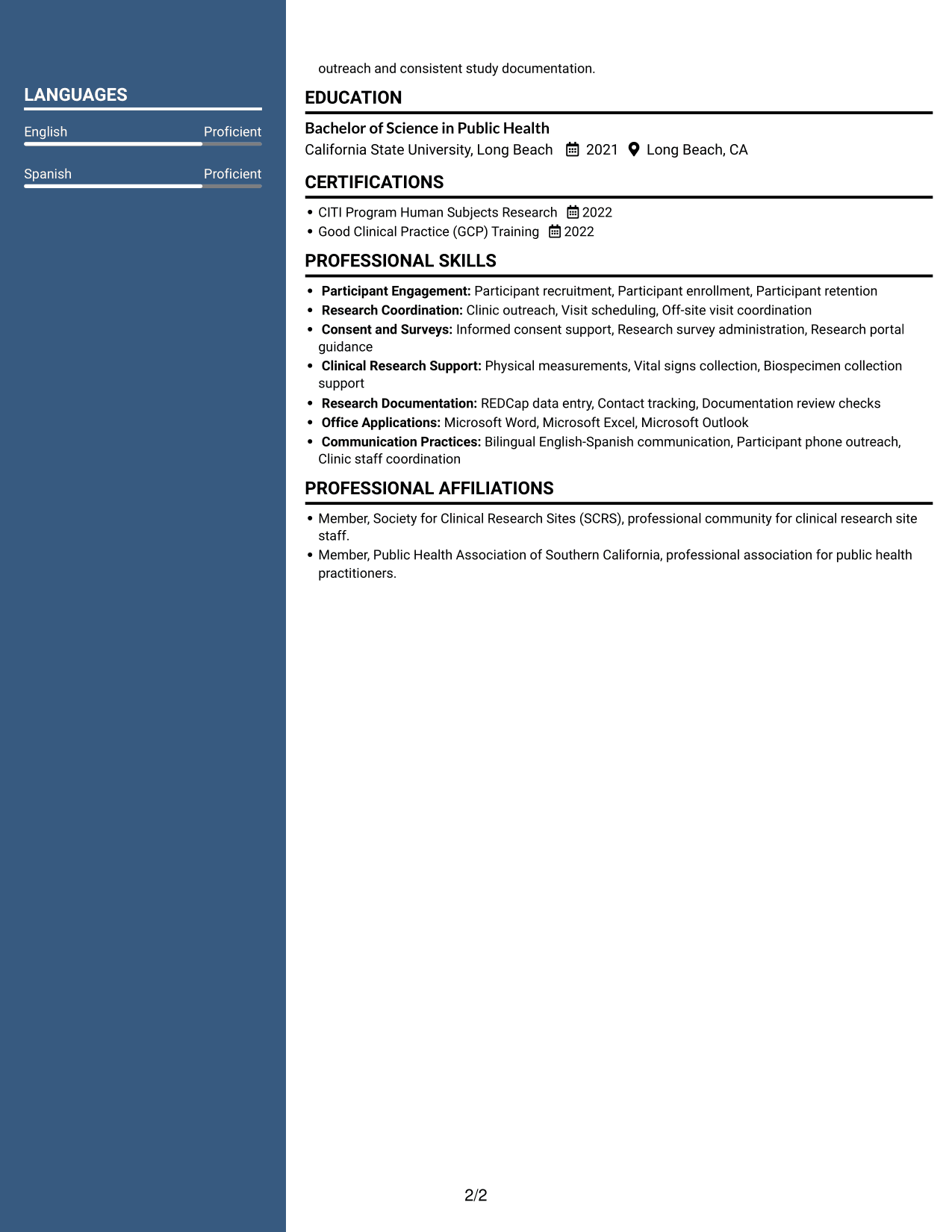 Resume example — page 2