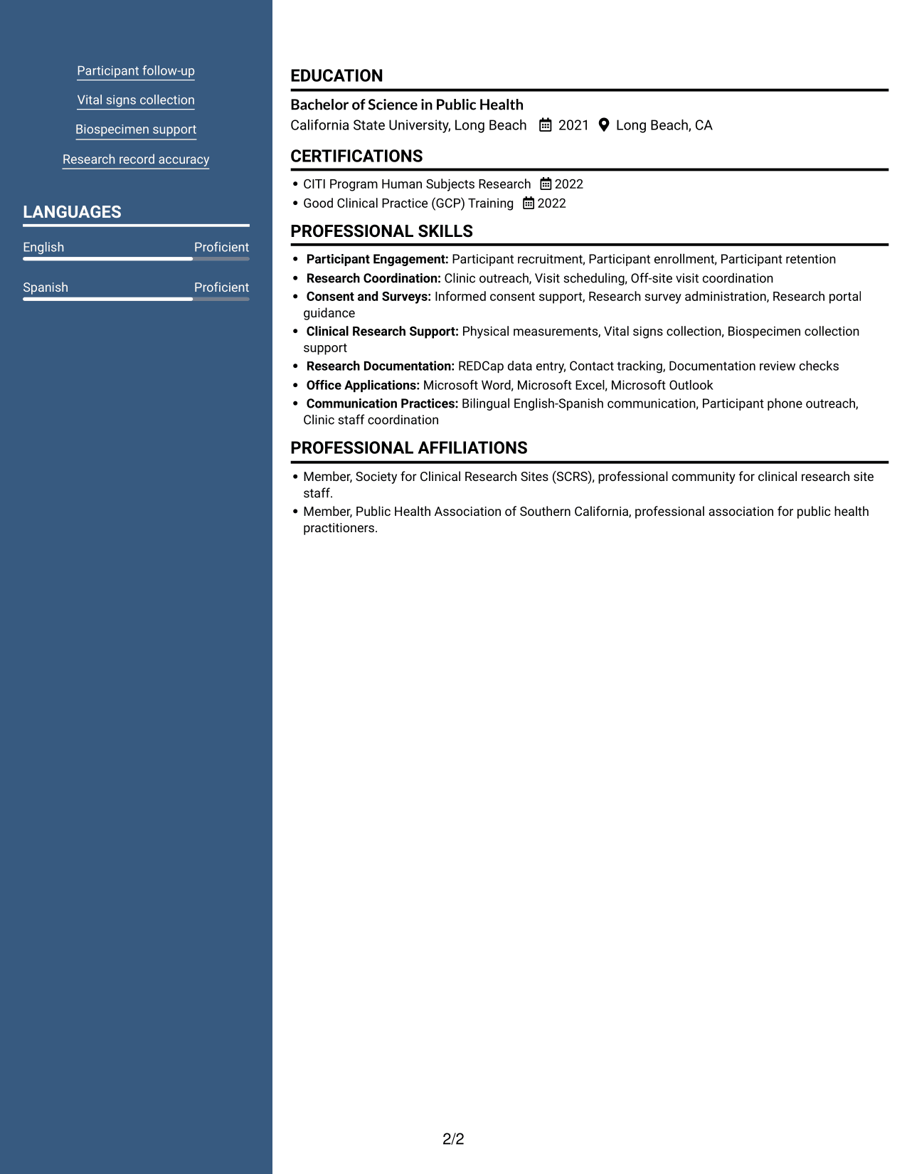 Resume example — page 2