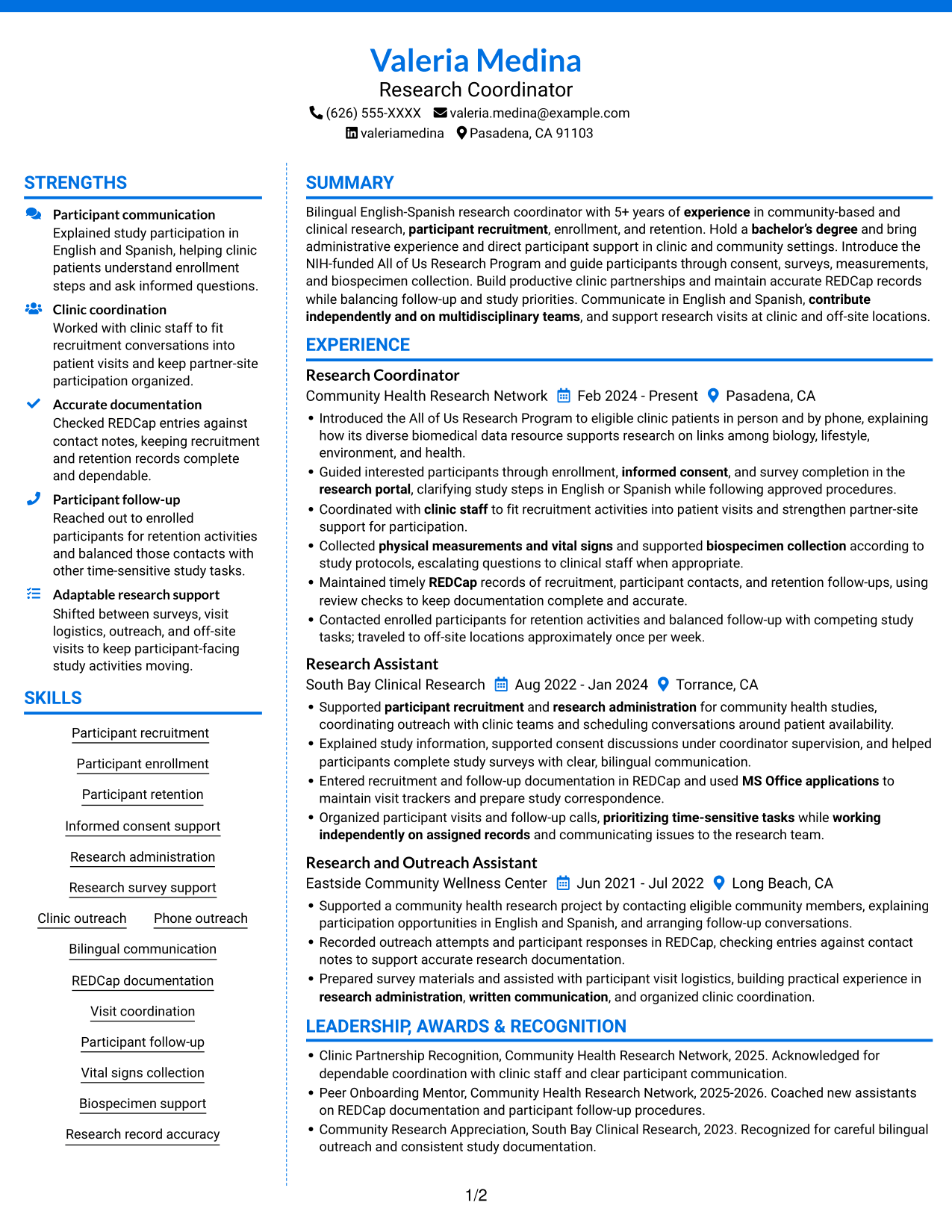 Resume example — page 1