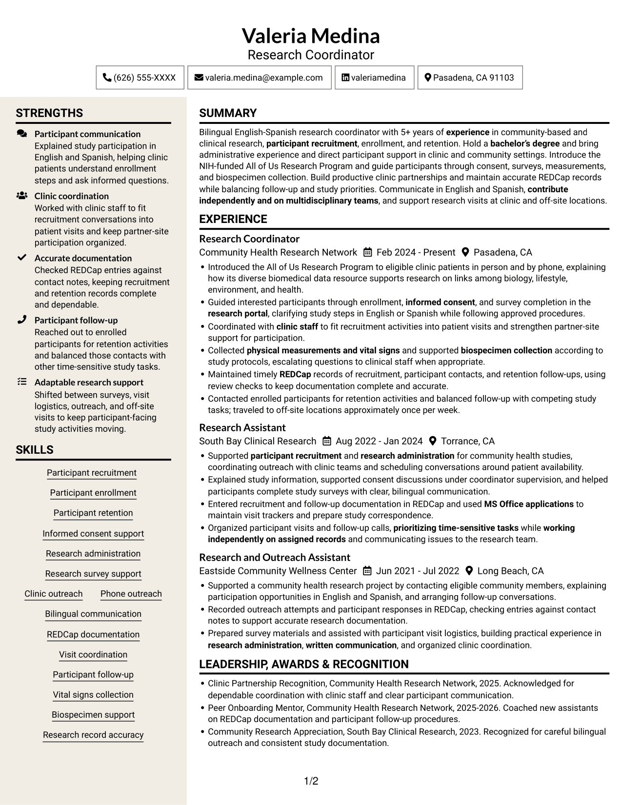 Resume example — page 1