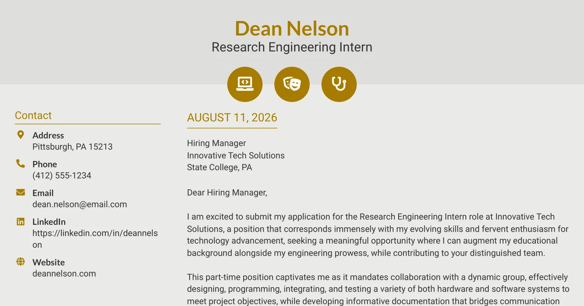 30+ Research Engineering Intern Cover Letter Templates with Example 2026