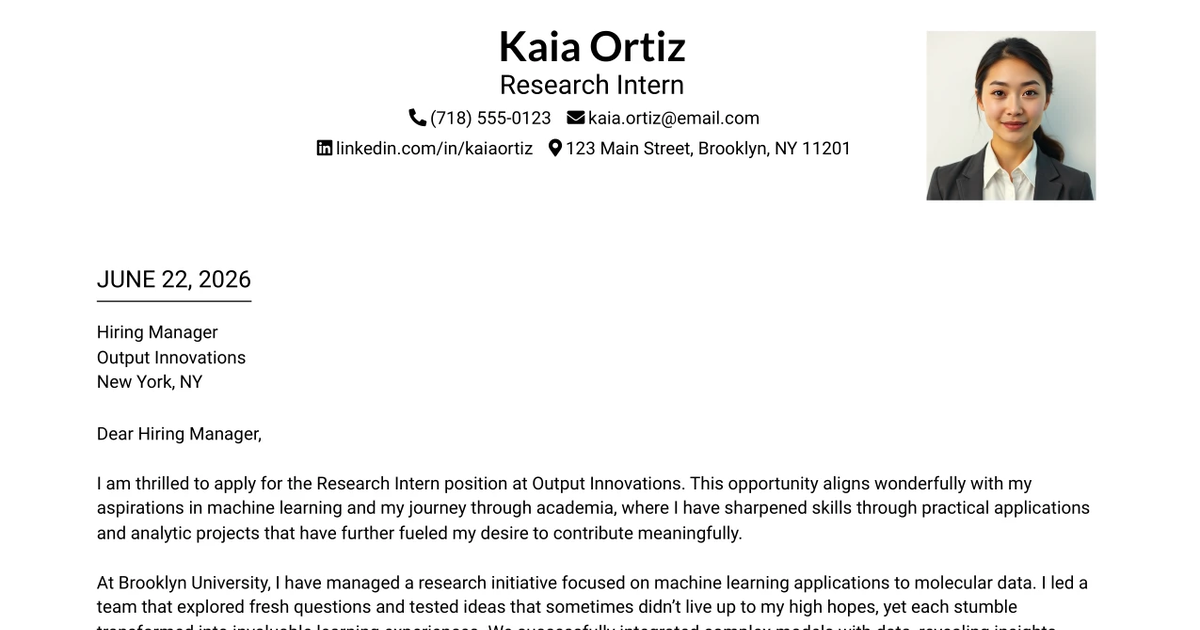 30+ Research Intern Cover Letter Templates with Example 2026