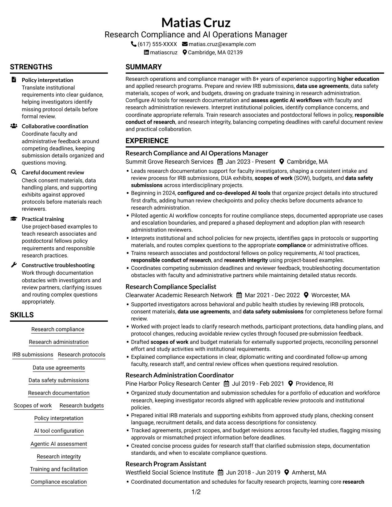 Resume example — page 1