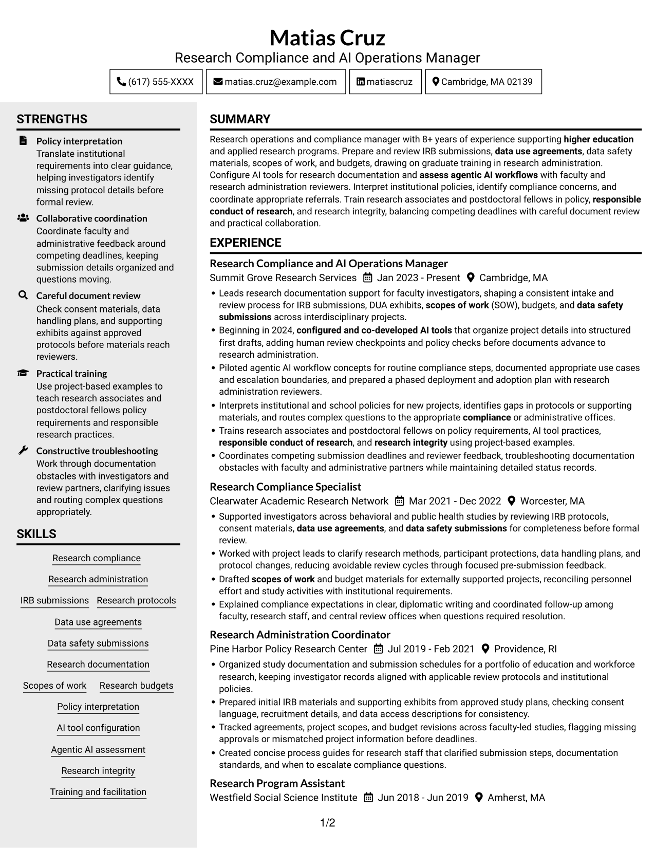 Resume example — page 1