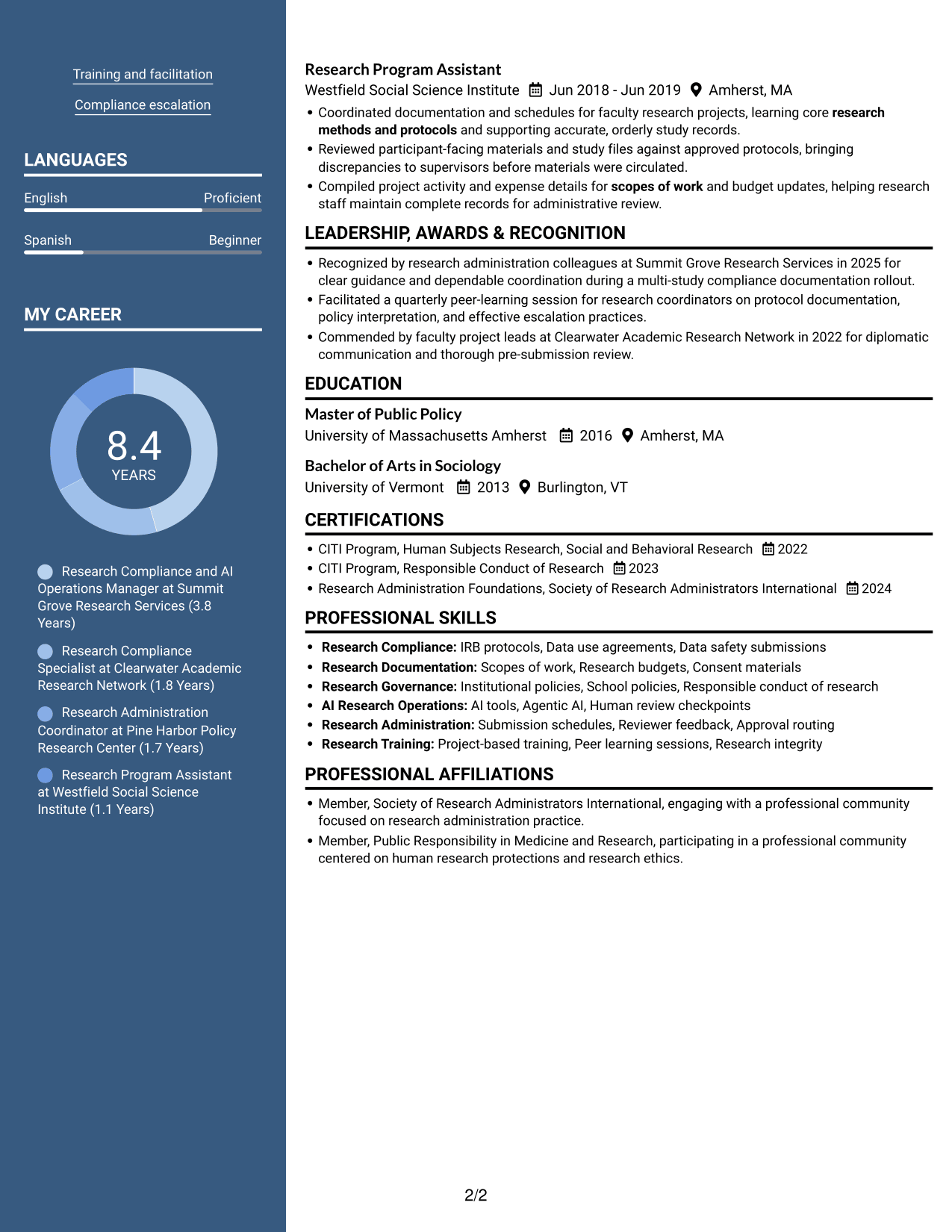 Resume example — page 2