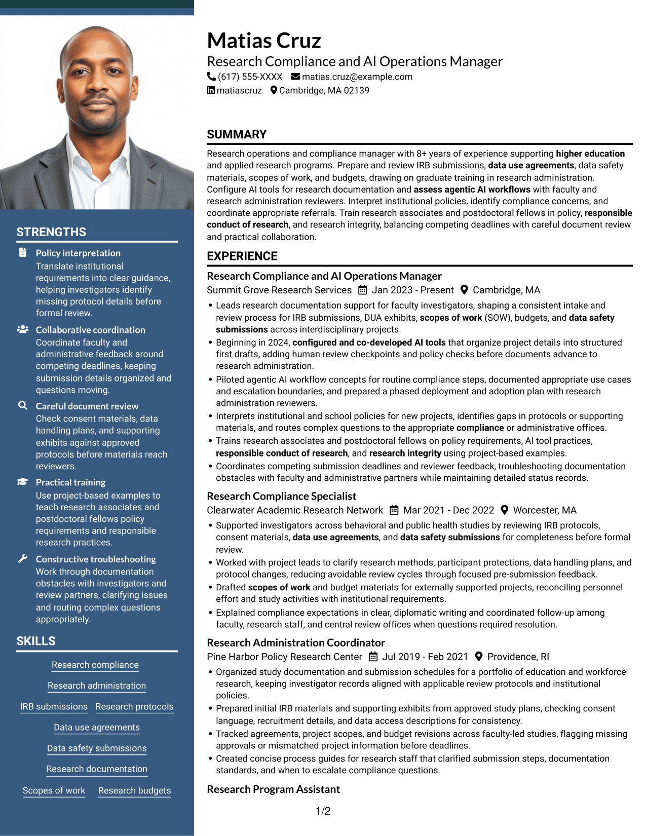 Resume example — page 1