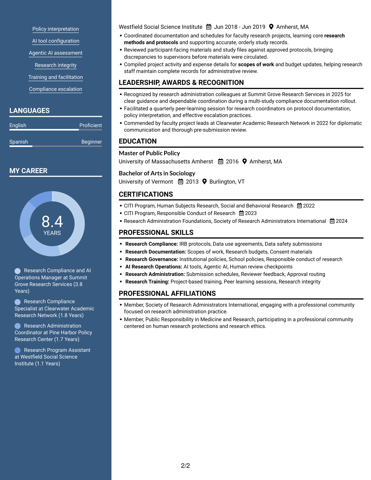 Resume example — page 2