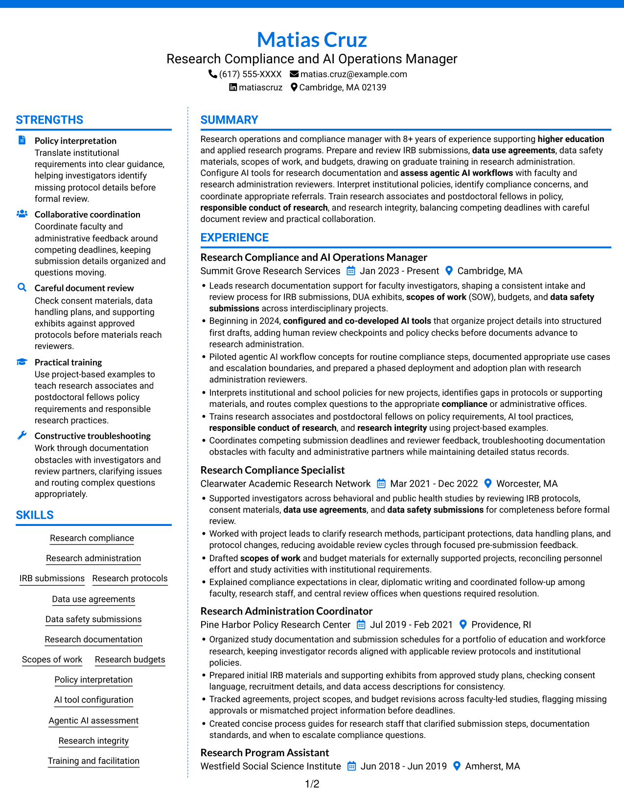 Resume example — page 1