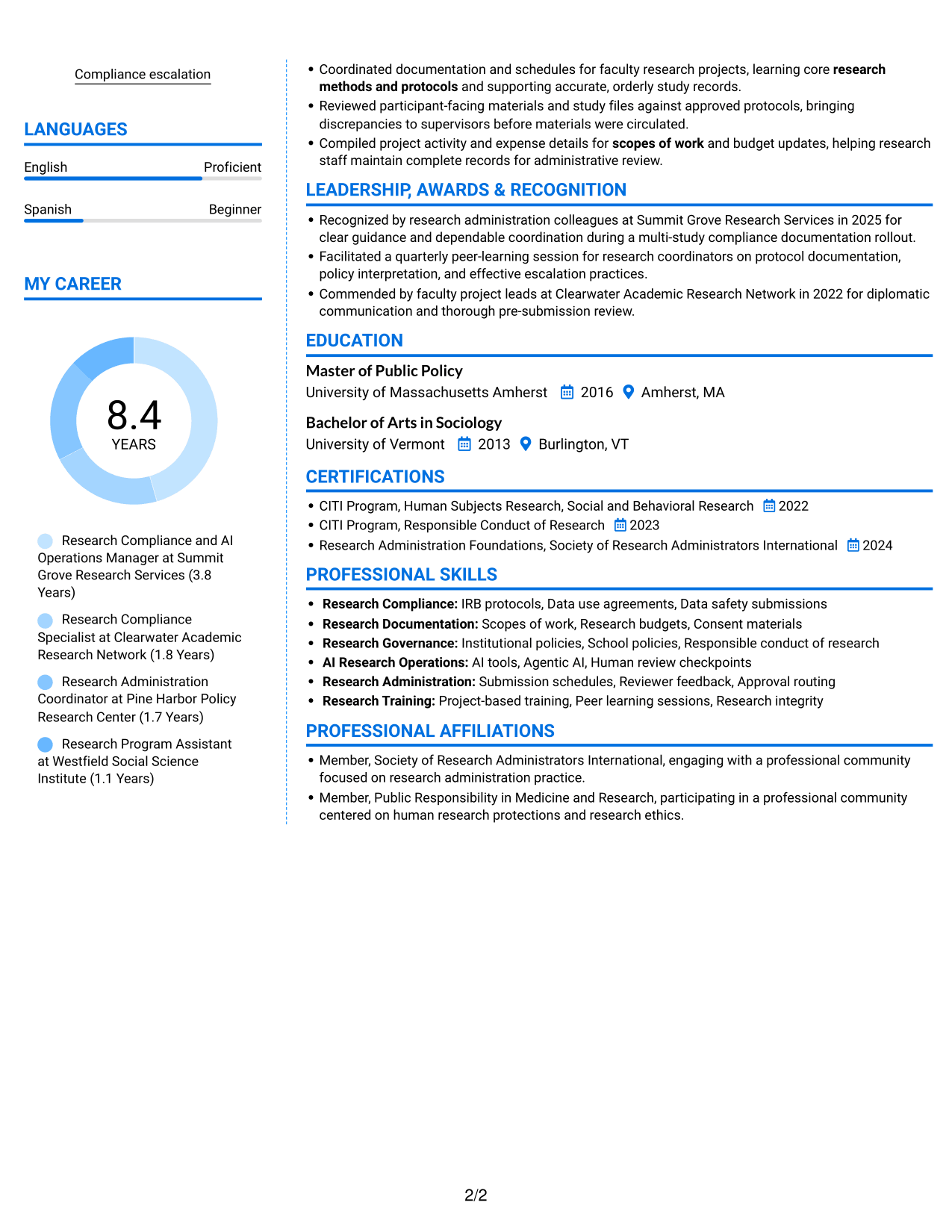 Resume example — page 2