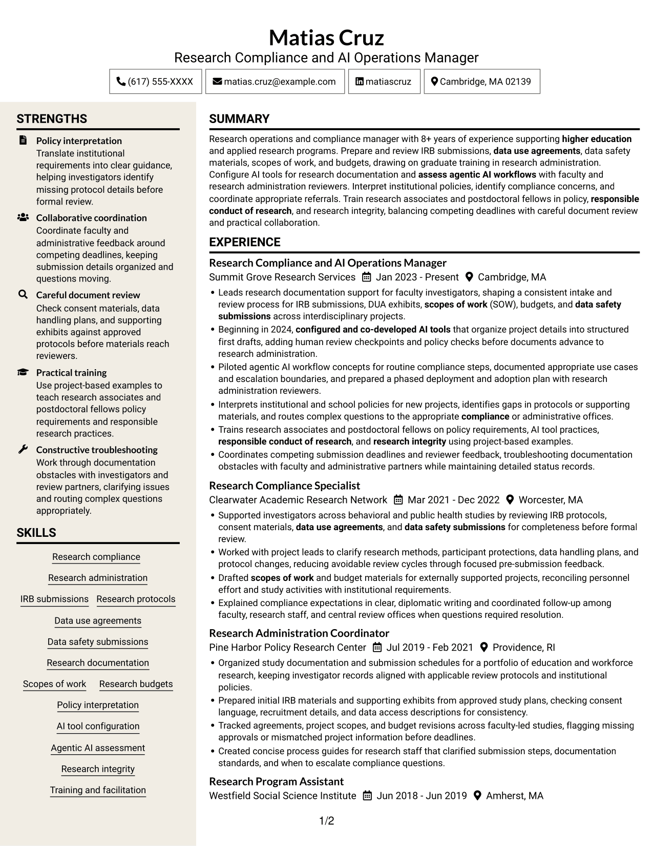 Resume example — page 1