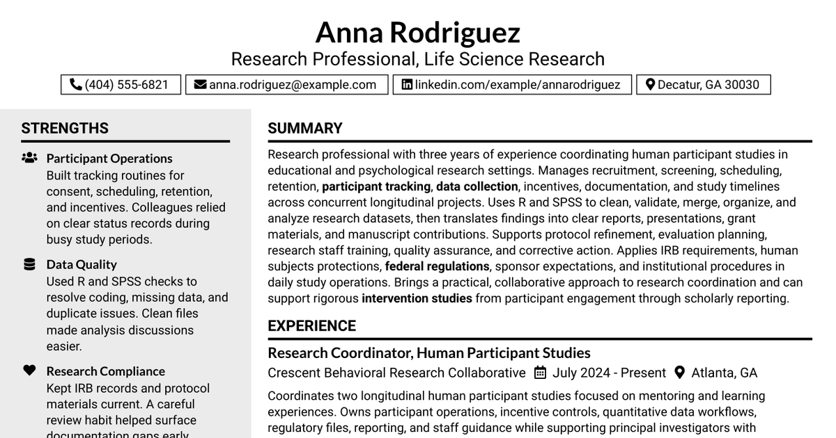 7 Research Professional - Life Science Research Resume Templates with Example