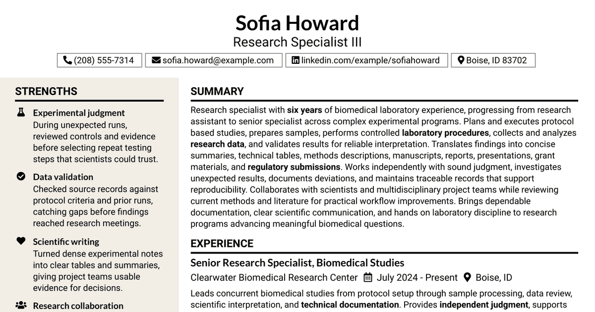 7 Research Specialist III Resume Templates with Example