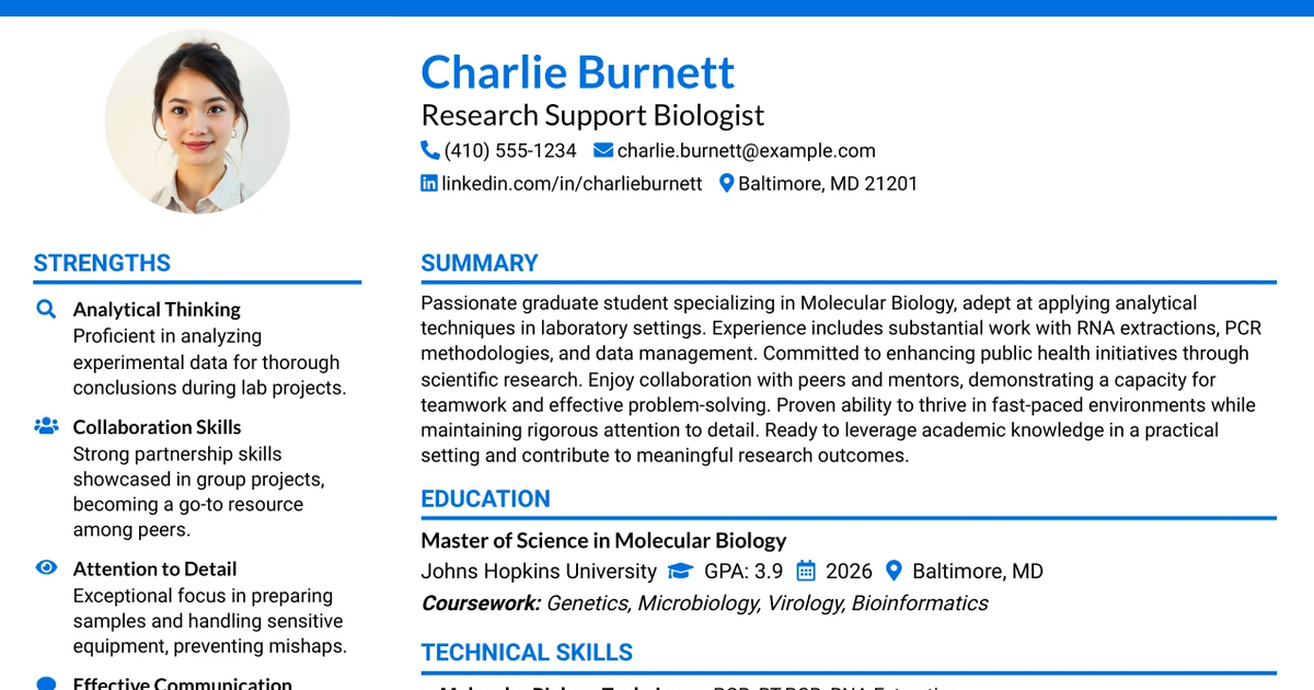 33 Research Support Biologist Resume Templates with Example 2026 (ATS-Optimized)