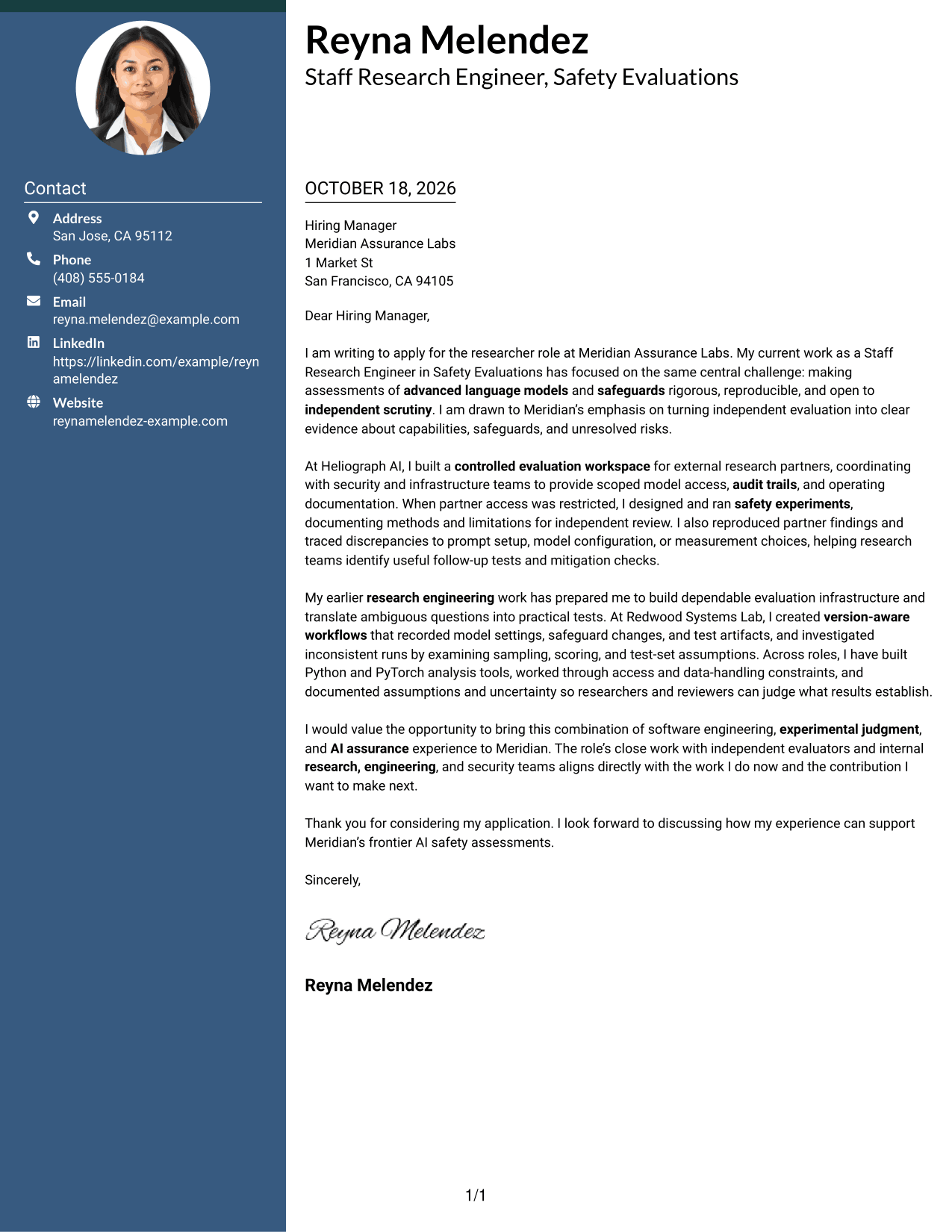 Cover letter example — page 1