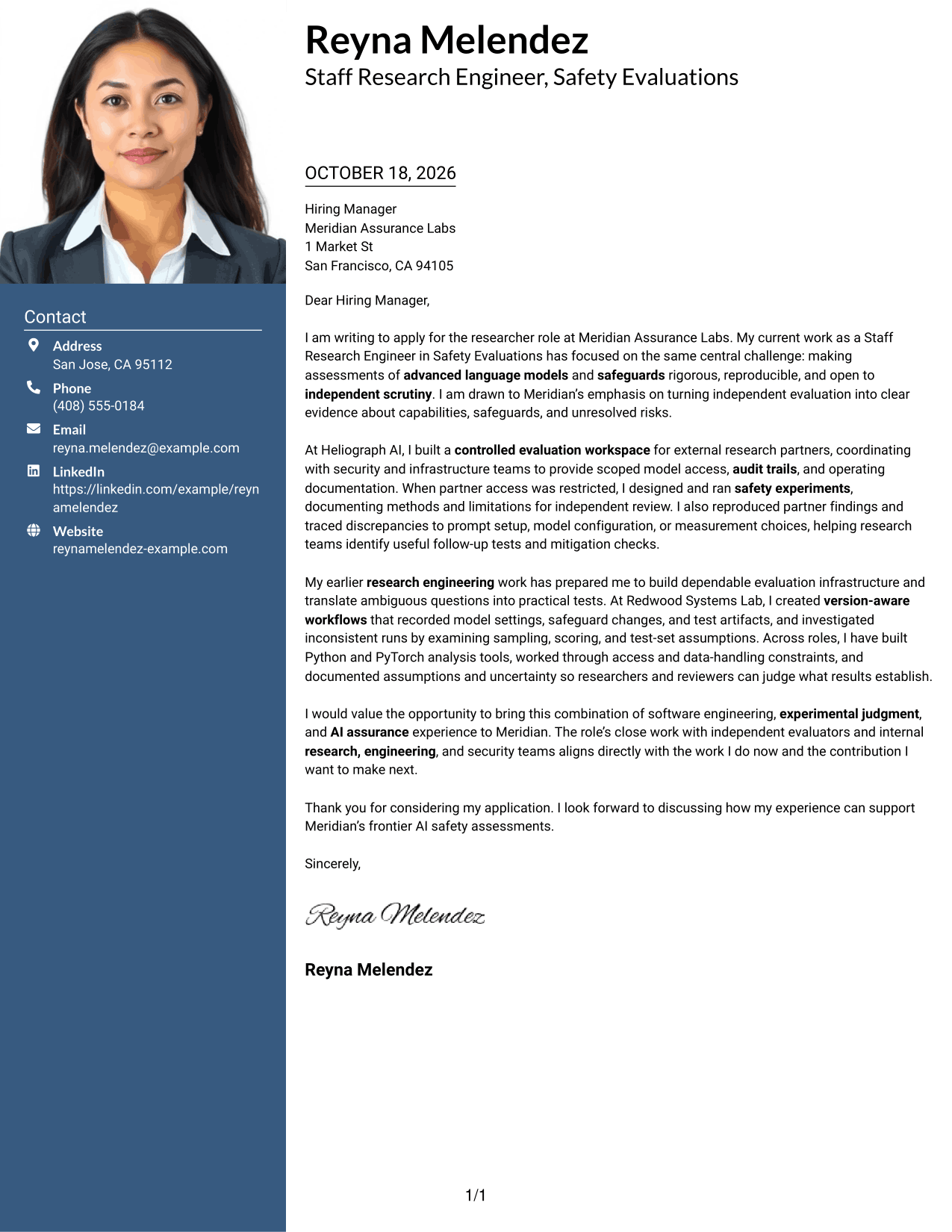 Cover letter example — page 1