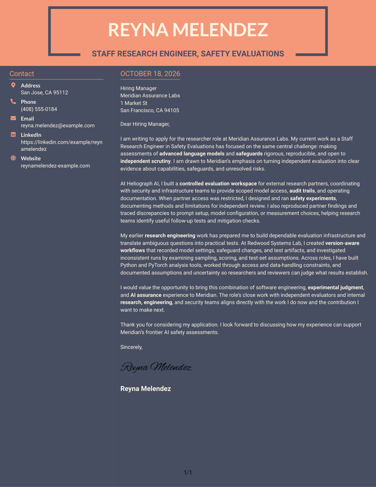 Cover letter example — page 1
