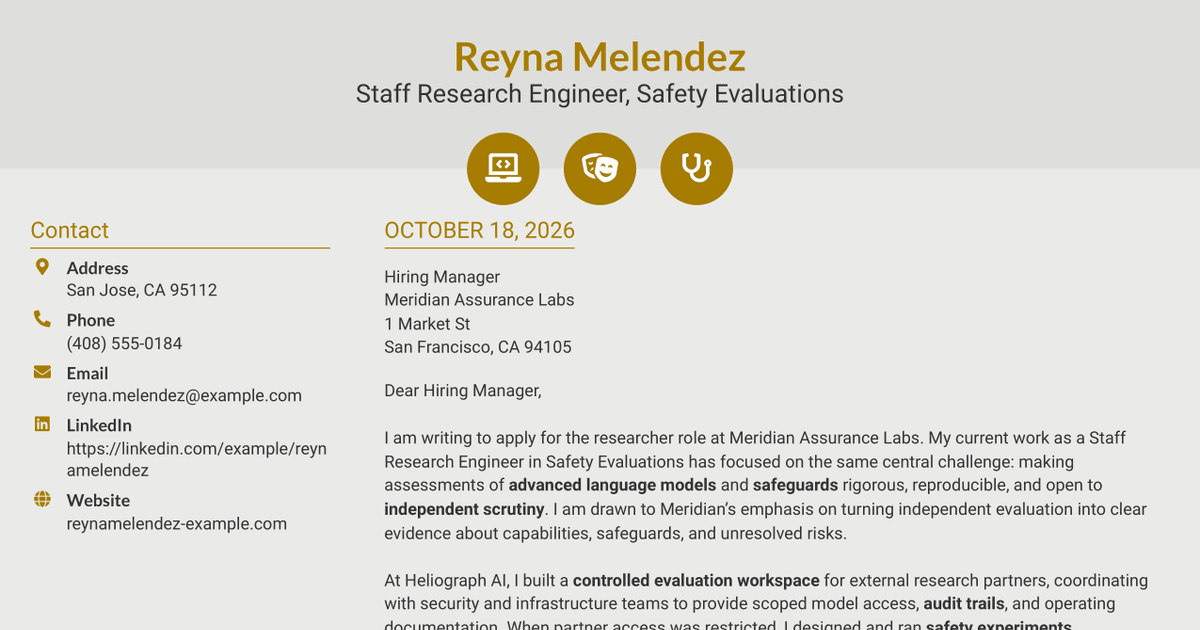 7 Researcher - Frontier AI Safety Evaluations Cover Letter Templates with Example
