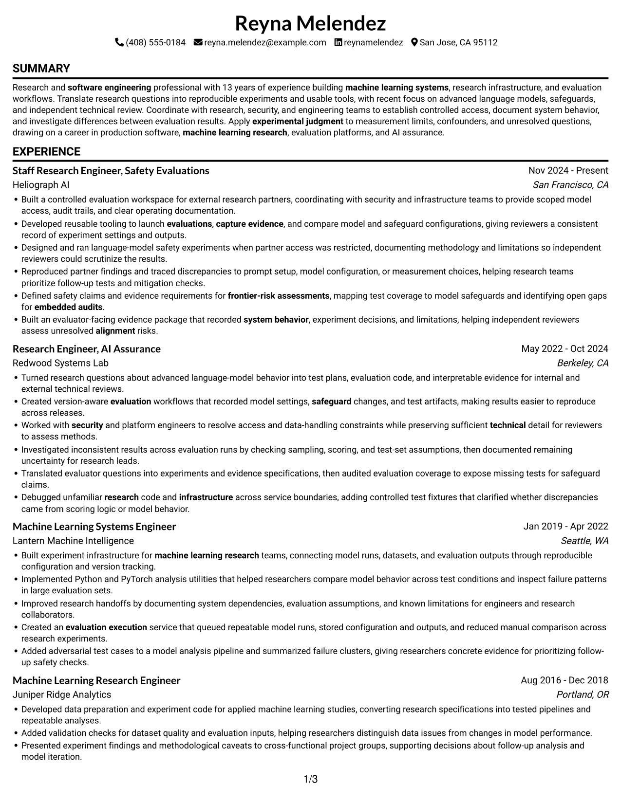 Resume example — page 1
