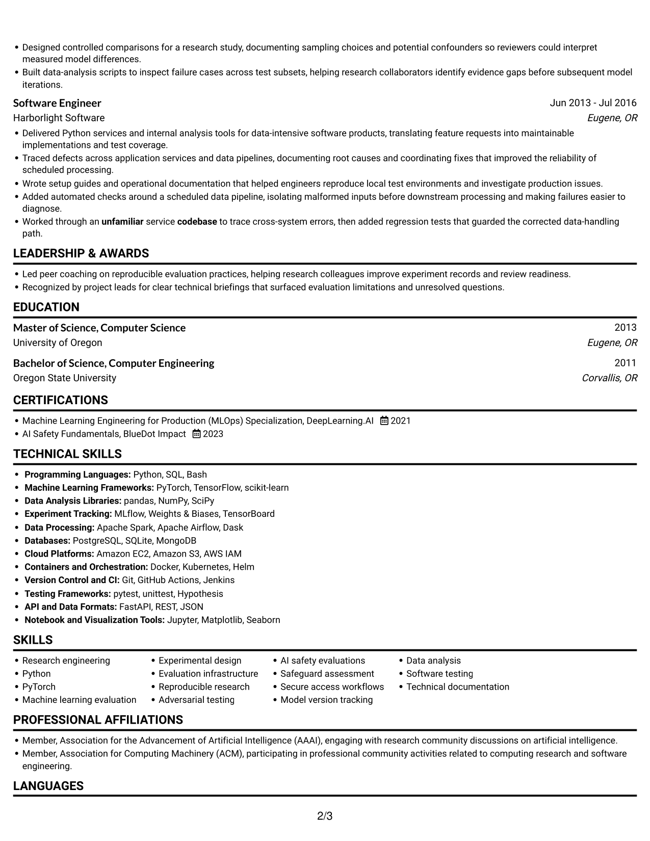 Resume example — page 2