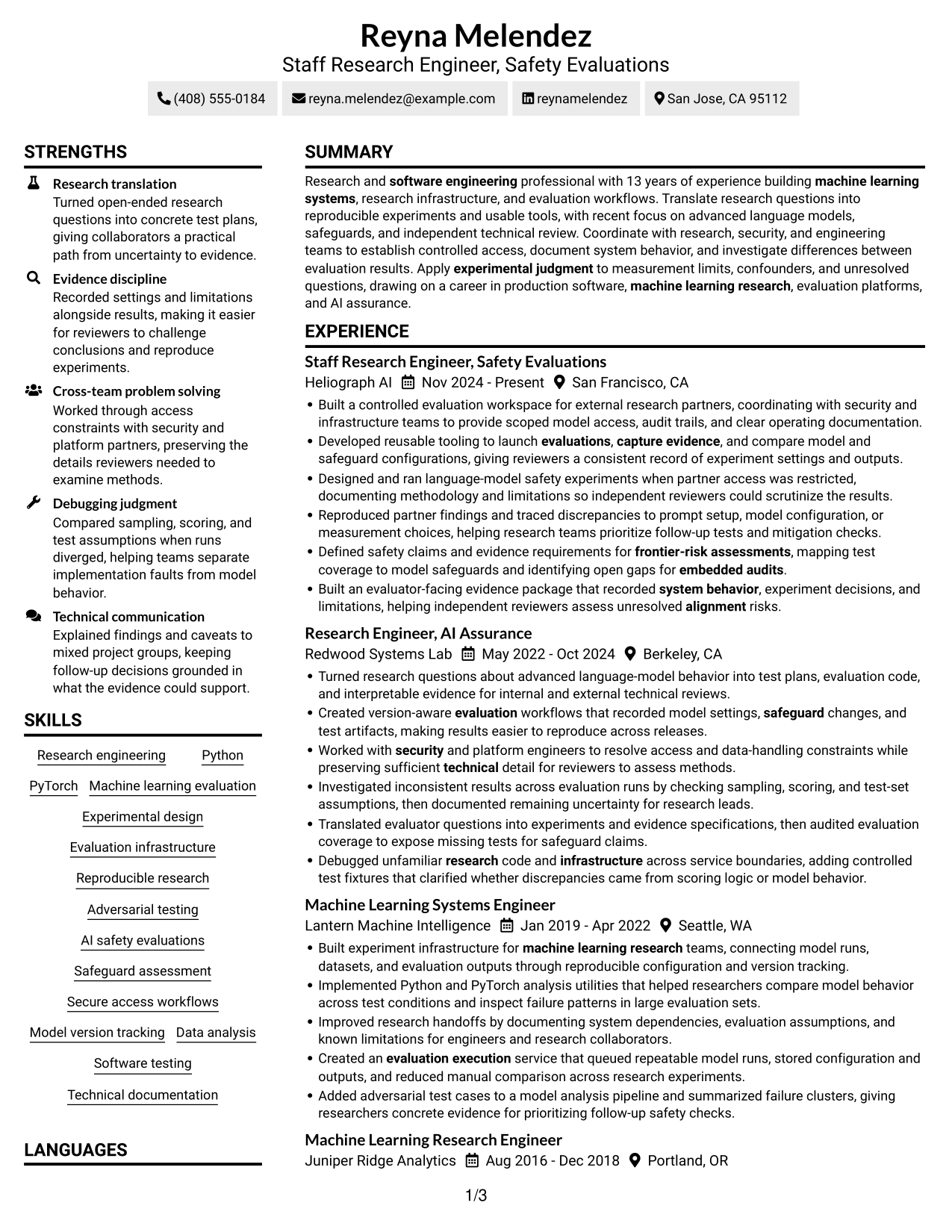 Resume example — page 1