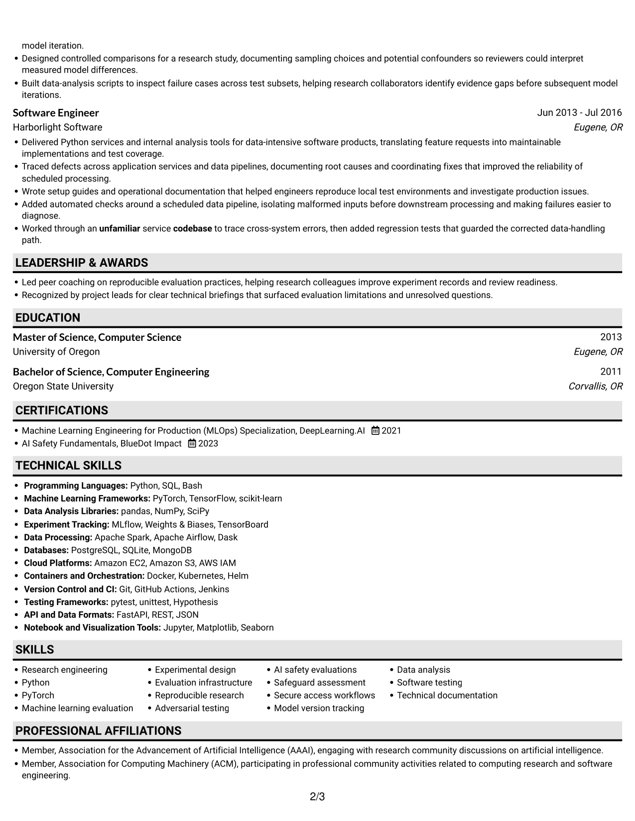 Resume example — page 2