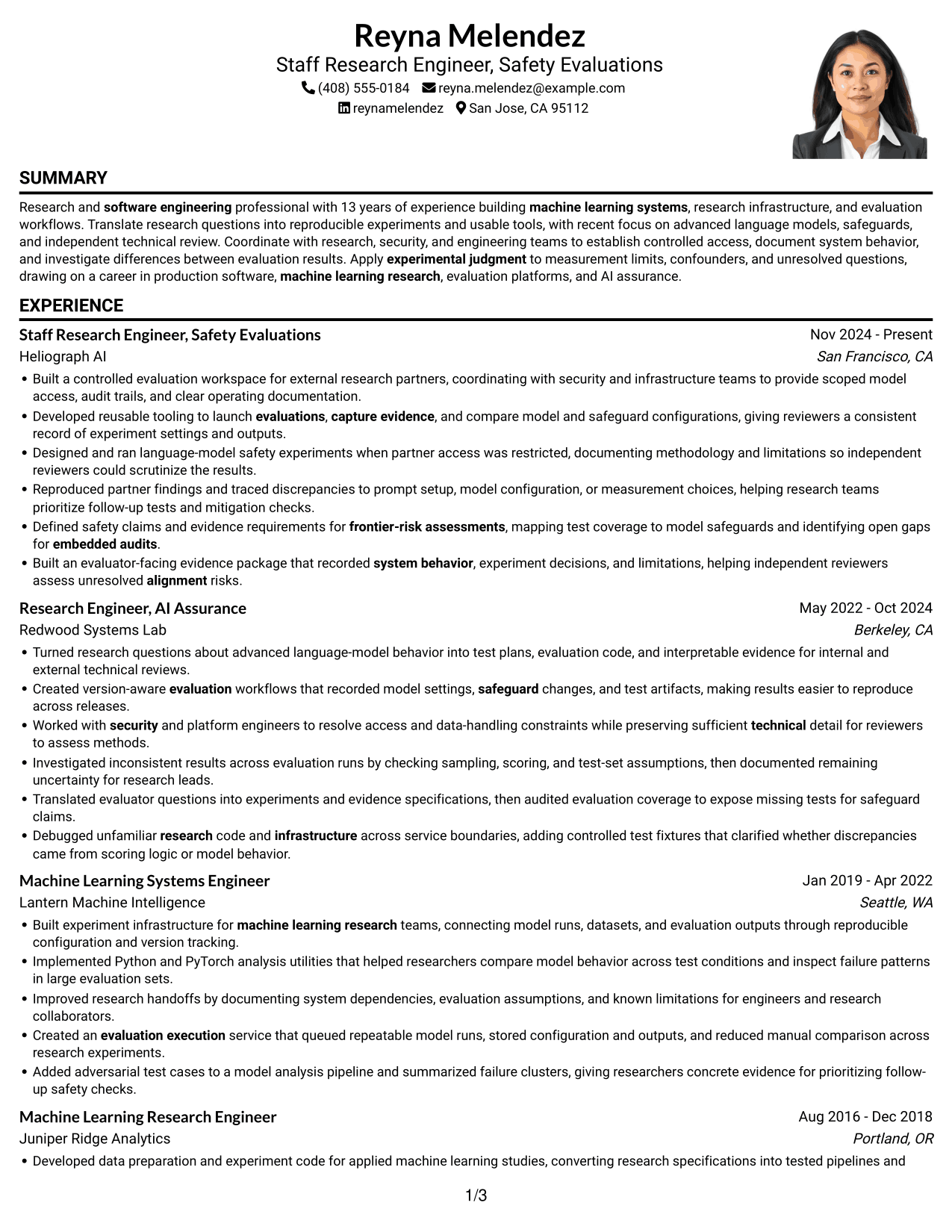 Resume example — page 1