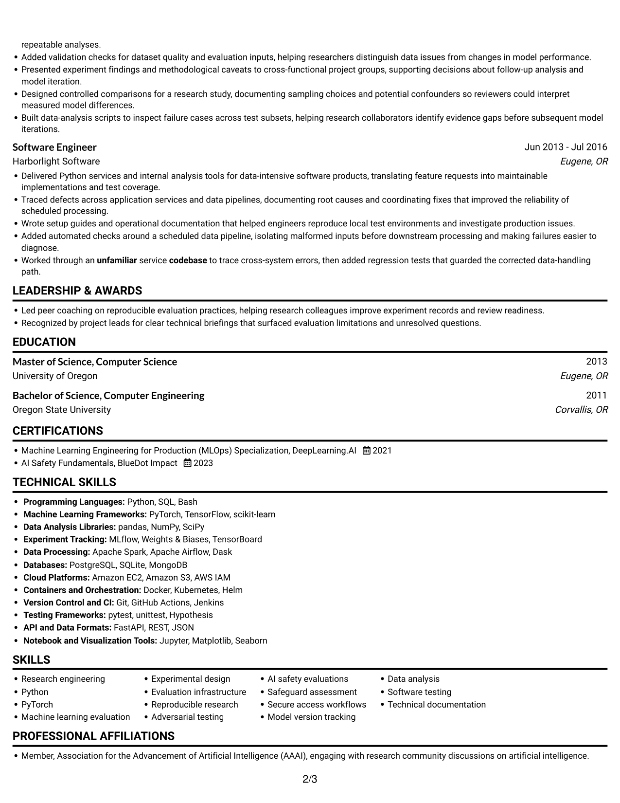 Resume example — page 2