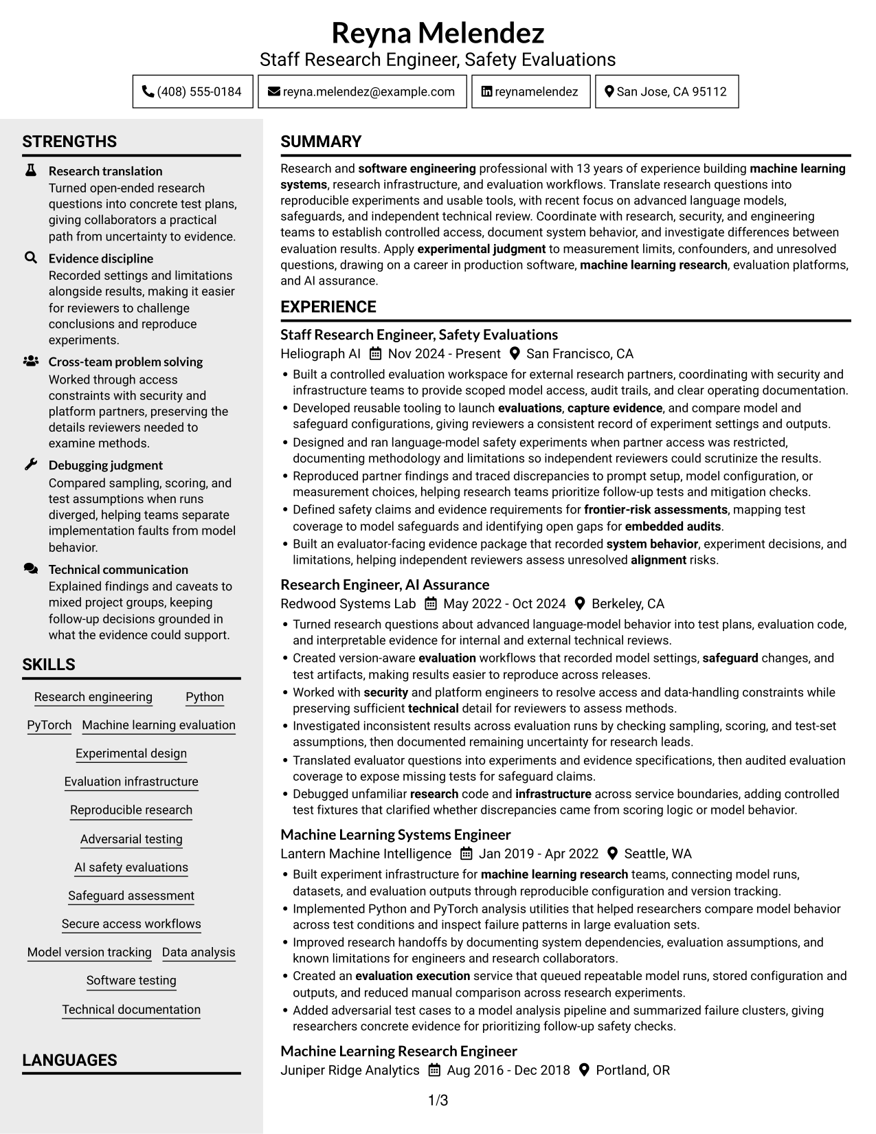 Resume example — page 1