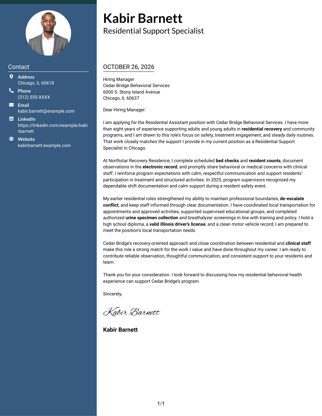Cover letter example — page 1