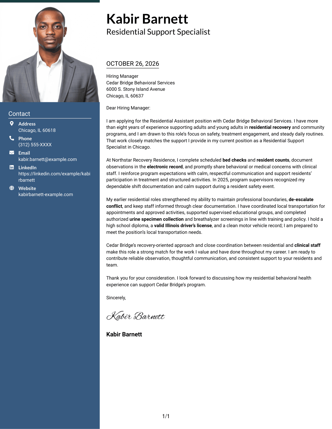 Cover letter example — page 1