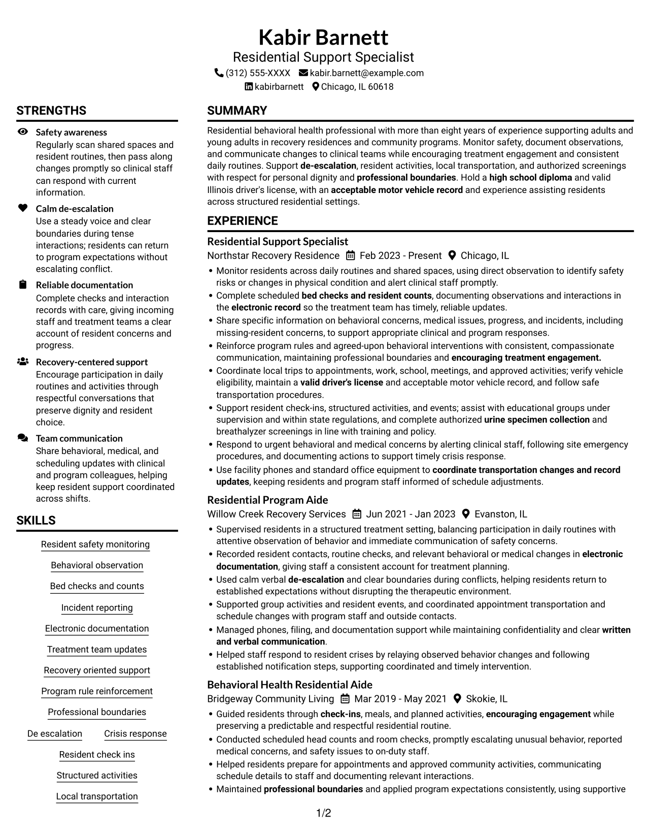 Resume example — page 1